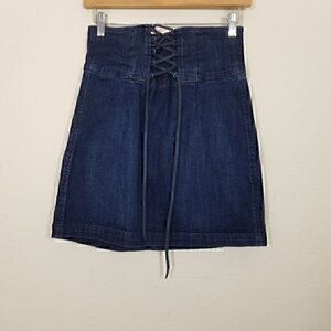 Express High Waist Super Stretch Denim Mini Skirt Blue Size 6